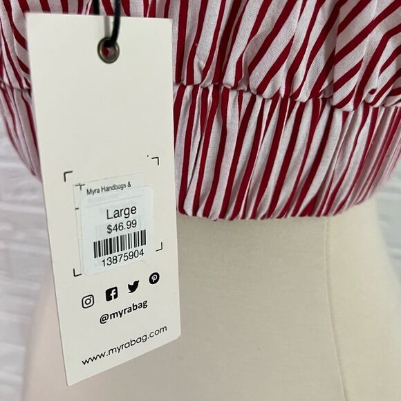 NWT Myra Bag 2pc Scarlet Stripe Crop Bralette Top & Paper-bag Cropped Pants M/L - Picture 12 of 14
